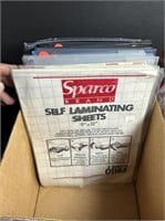 Box with soparco brand laminating sheets.