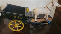 Vintage Wooden Horse and Coal Wagon