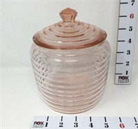 Pink Depression Glass Cracker Jar