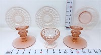 Pink Depression Glass Candleholders, Sherbet Cup