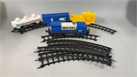 Plastic Train Set and Tracks.