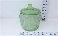 Green Vaseline Glass Cracker Jar