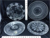 (3) Clear Glass Cake Plates & (1)Serving Plate