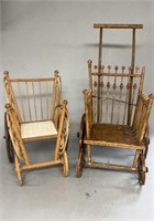 Antique Doll Stroller and Chair