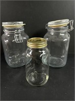 3 Glass jars marked Indonesia 201 w/lids.