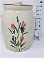 Vintage Stoneware Cookie Jar w/Floral Design