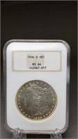 1904-O Morgan Silver Dollar NGC MS64- Toning