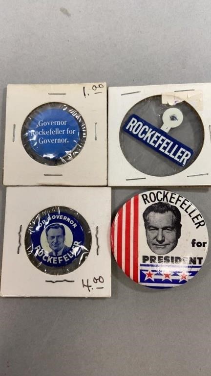 4- Rockefeller Campaign Pins - See Pics