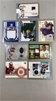 8- NFL Game Worn Material Cards- See Pics