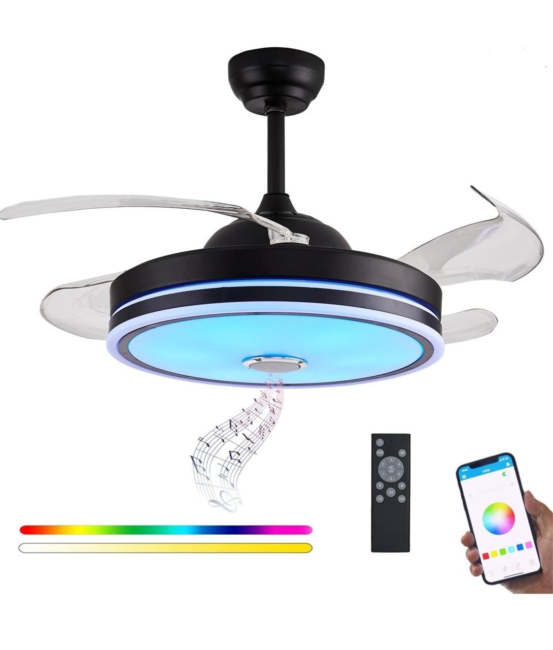 ($210) DFL 36" Music Ceiling Fan with Light,
