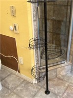 Black bathroom shower rack.