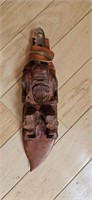 Knife and Carved Wooden Sheath