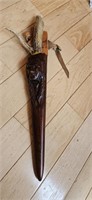 Antler Knife and Carved Wooden Sheath