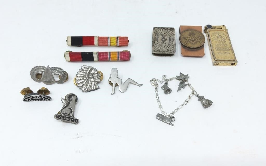 Military Pins, Money Clips, Lighter, Bracelet &