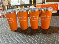 4 Pack Thank You for Being Awesome 16 oz Orange