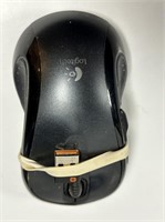 Black logitech wireless mouse.