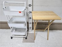 3-Tiered Metal Cart & Small Folding Table