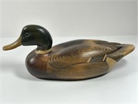 14”Tom Taber wood duck signed vintage.