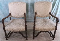 2 VINTAGE WALNUT CARVED ACCENT CHAIRS