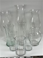 Lot of glass vases.(9)