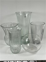 Lot of 5  vases one hand blown.