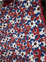 Red white and blue flower blanket.