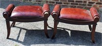 Pair South Cone Leather Ottomans 19" x 29"