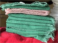 Green and pink towels.