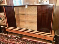 Lg German Exotic Wood & Glass Bar/ Display Cabinet