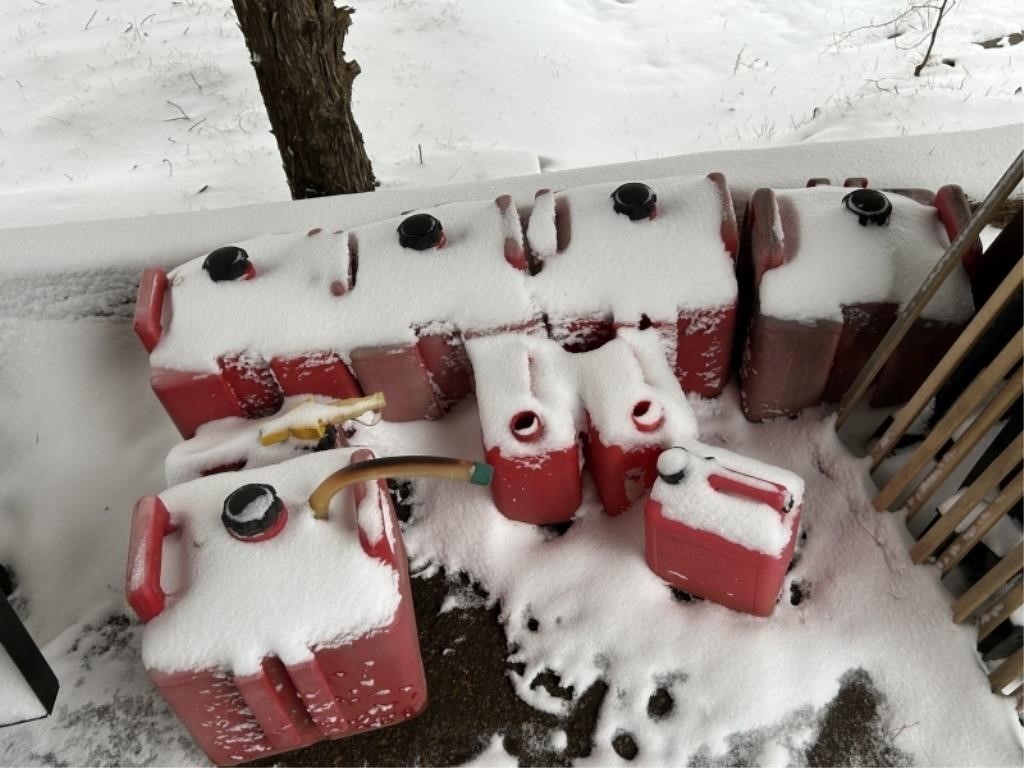 Lot of gas cans. (snow not included)