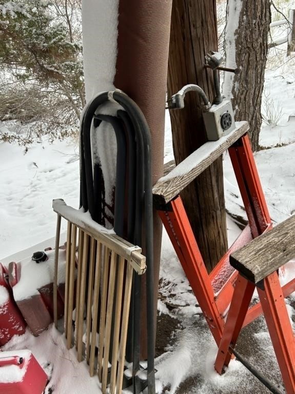 Wood gate and two work horses.