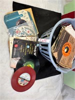 *45 RPM RECORDS IN BASKET