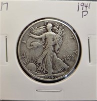 1941 D 90% Silver Walking Liberty Half Dollar