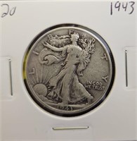 1943 90% Silver Walking Liberty Half Dollar