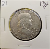 1962 D 90% Silver Franklin Half Dollar