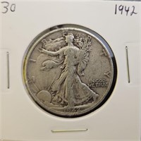 1942 90% Walking Liberty Half Dollar