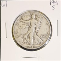 1941 S 90% Silver Walking Liberty Half Dollar