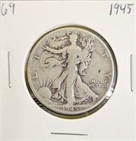 1945 90% Silver Walking Liberty Half Dollar