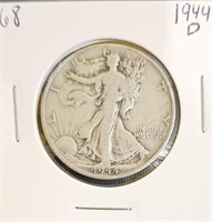 1944 D 90% Silver Walking Liberty Half Dollar