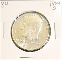 1964 D 90% Silver Kennedy Half Dollar