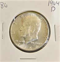 1964 D 90% Silver Kennedy Half Dollar