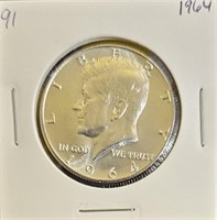 1964 90% Silver Kennedy Half Dollar