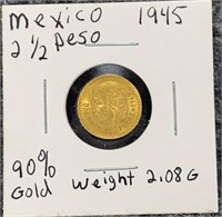 1945 Mexican 2 1/2 Gold Peso