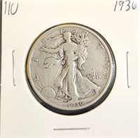 1936 90% Silver Walking Liberty Half Dollar