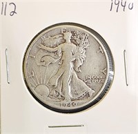 1940 90% Silver Walking Liberty Half Dollar