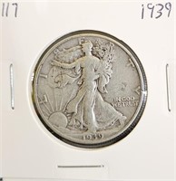 1939 90% Silver Walking Liberty Half Dollar