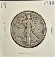 1938 90% Silver Walking Liberty Half Dollar