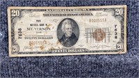 1929 $20 Knox National Bank LOW SERIAL NUMBER 555