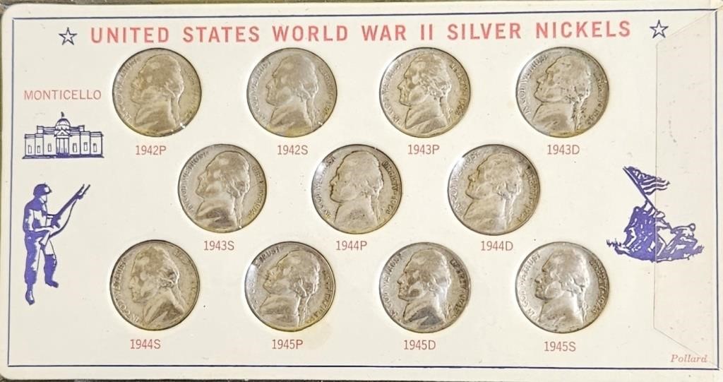 40% Silver 1942-1945 World War 2 Nickel Collection
