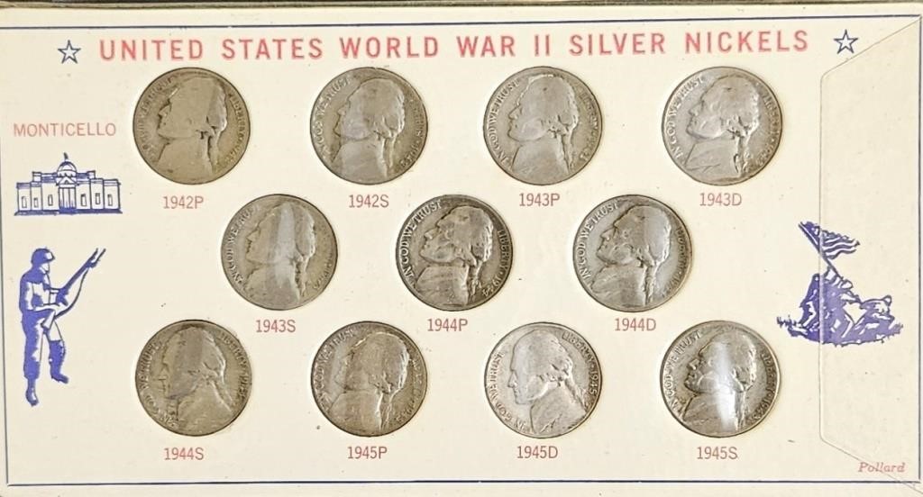 40% Silver 1942-1945 World War 2 Nickel Collection